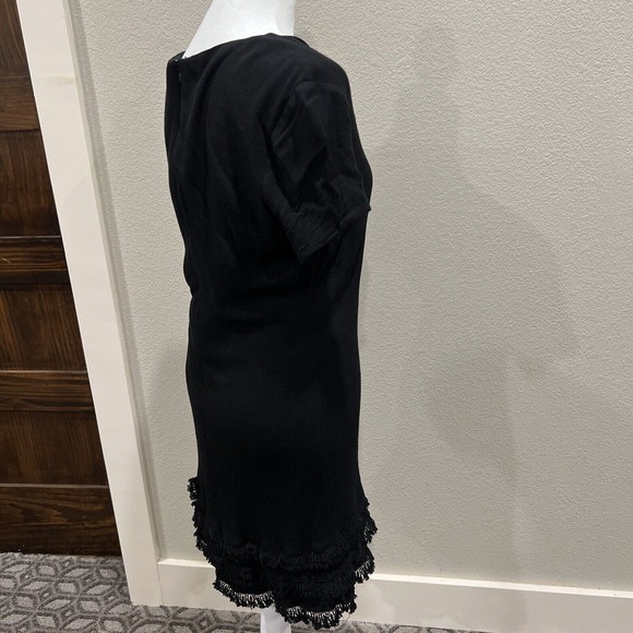 Lulu’s Dress Women Large Little Black Dress Ruffle Fringe Short Sleeve Date Nigh - Picture 7 of 9